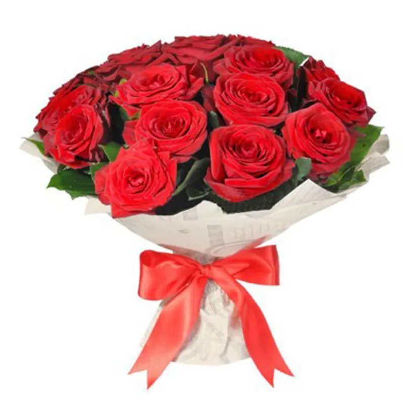 Букет из 21 красной розы в крафте, доставка Ишаки